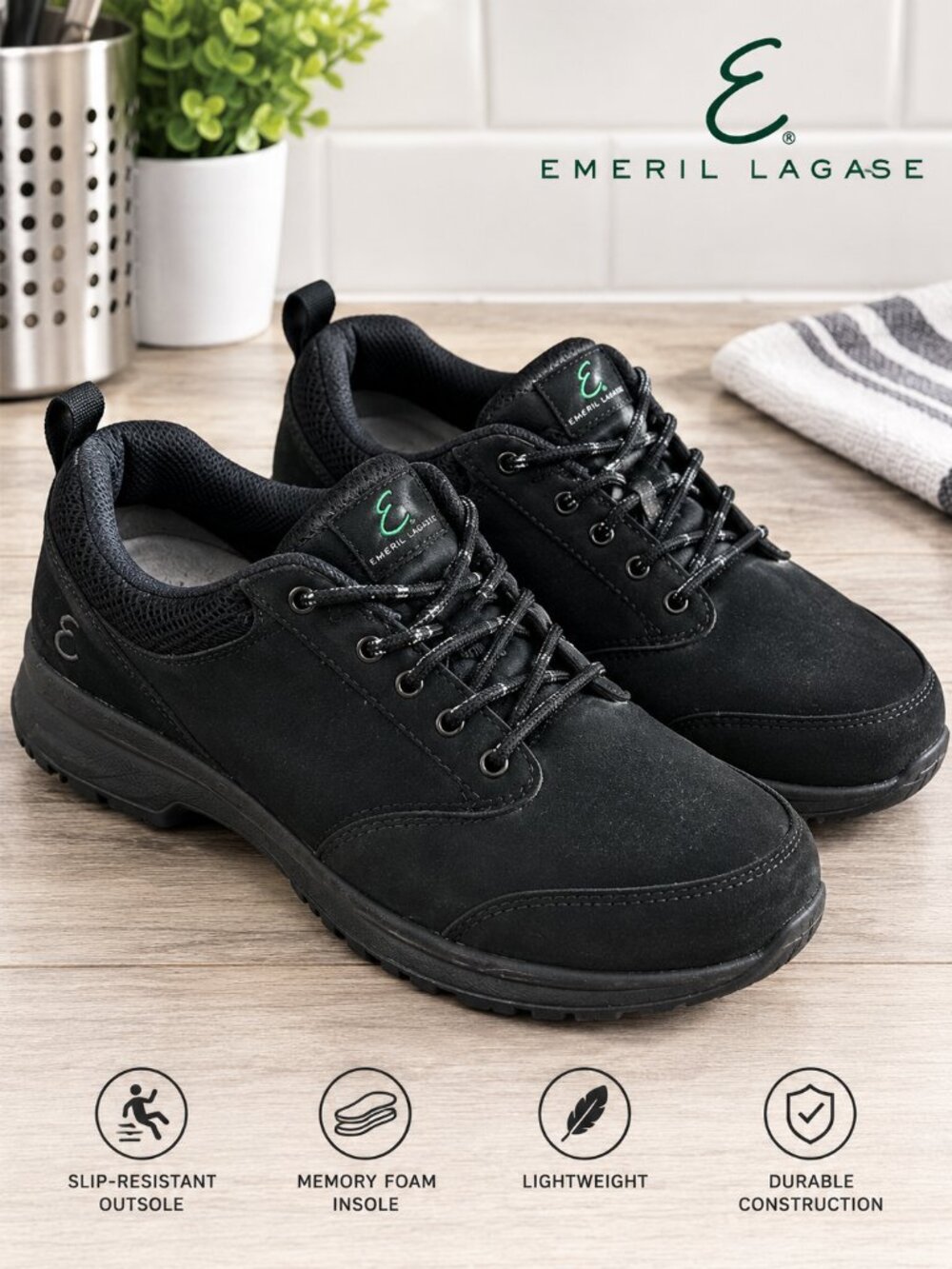 Emeril Lagasse Work Shoes Women’s 8.5W Black Slip Resistant Memory Foam